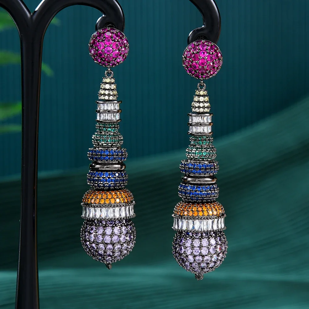 

Soramoore New Luxury Fun DIY Dangle Earrings for Women Bridal Fashion Full Cubic Zirconia Pave Super Bridal Jewelry Gift