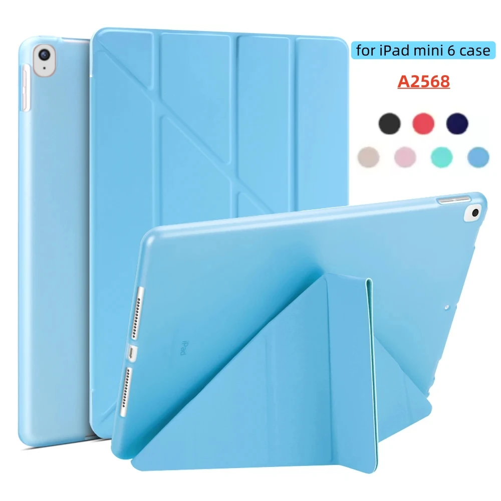 

For iPad mini 6 Case 2021 A2568 Tri-Fold Y Deformation Silicone Tablet Cases For Funda iPad 6th Generacion Tablets Cover 8.3inch