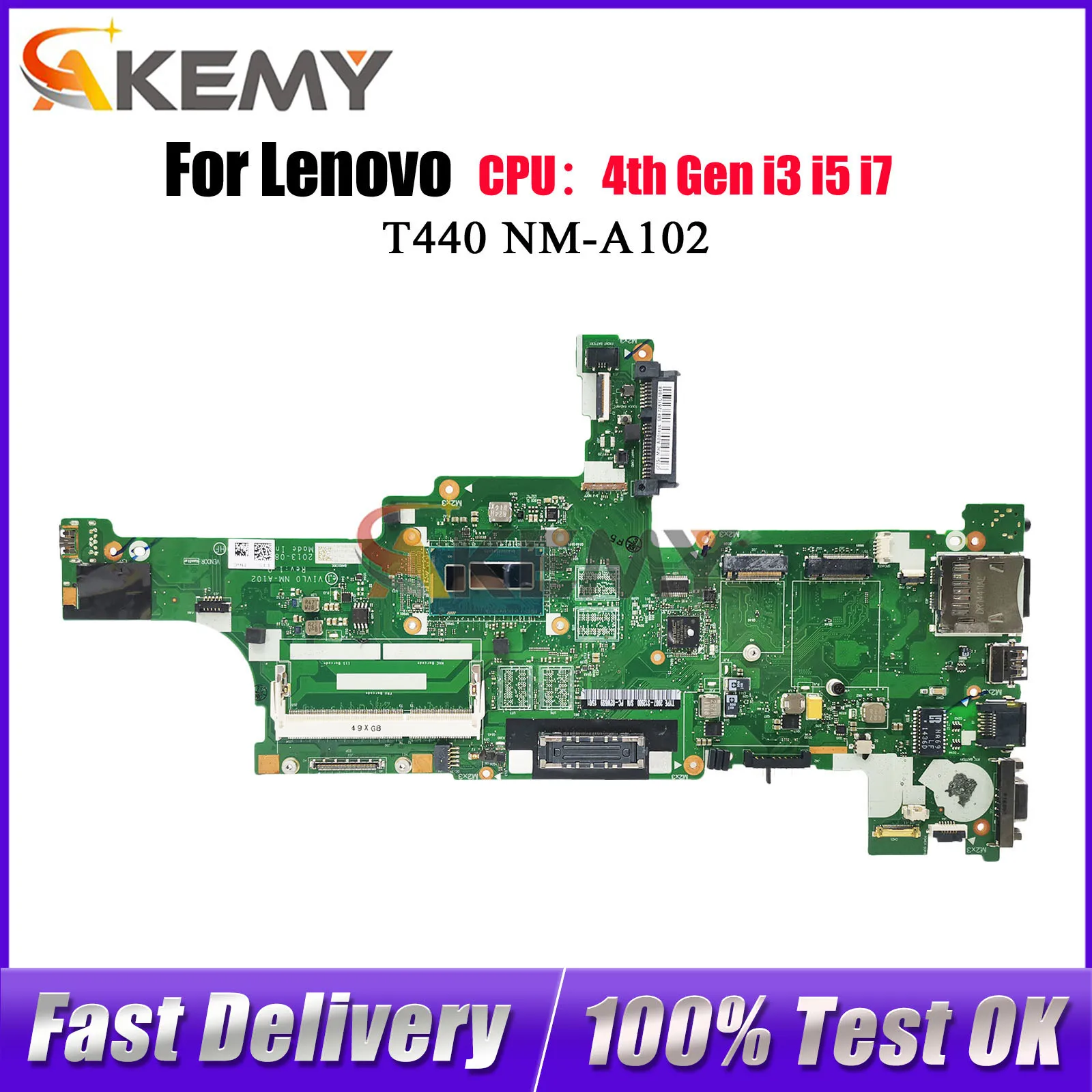 

Материнская плата для ноутбука Lenovo ThinkPad T440 NM-A102, материнская плата с i3 i5 i7, 4-го поколения, 4 ГБ ОЗУ, 100% протестировано, ОК