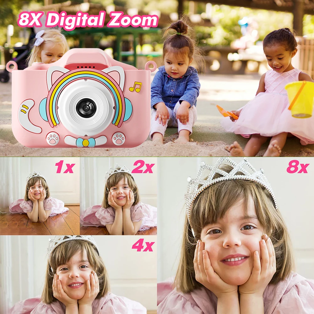 Kids Camera for Children 8MP HD Cartoon Camera 1080P Video Recording Countdown Shotting Auto Focus 32GB Funny Games Kid Toy Gift images - 6