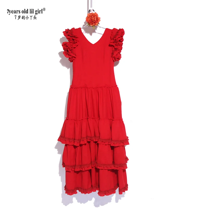 Robe de danse Flamenco espagnole, jupe épaisse italienne multicouche GI05