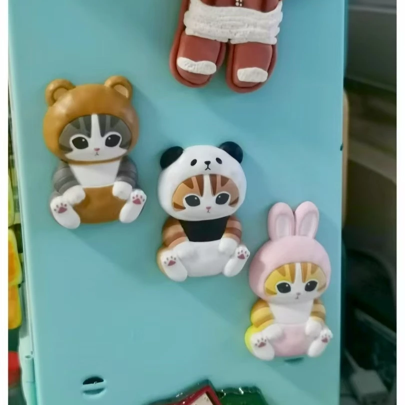 Mofusand عمل الشكل مجموعة دمية لطيف بولي كلوريد الفينيل نموذج صندوق أعمى المغناطيسي الثلاجة ملصق الديكور الحرف اللعب هدايا عيد الميلاد