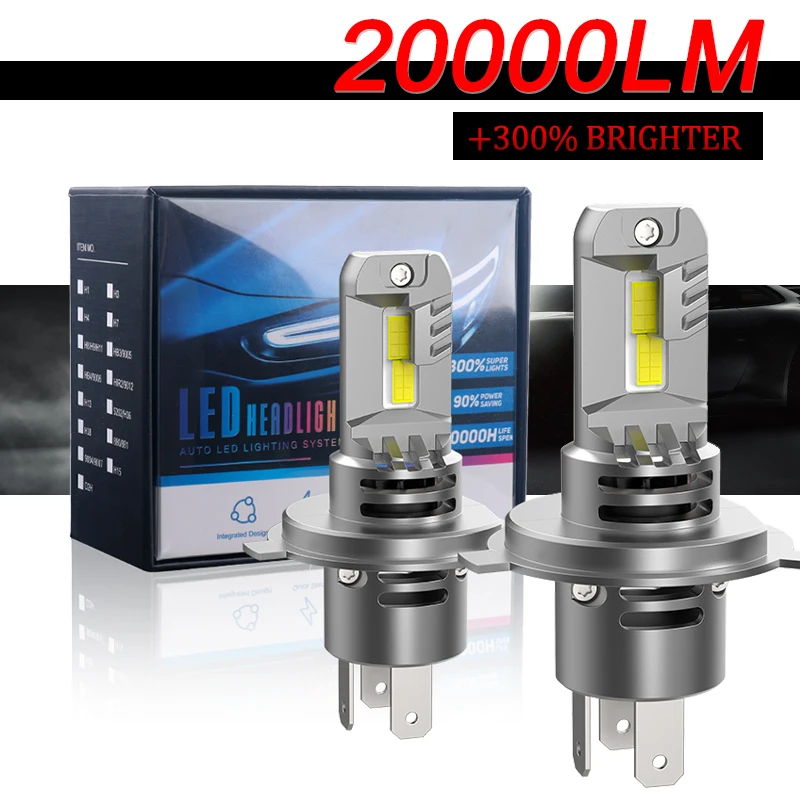 

2PCS H4 Headlight 20000LM 6000K LED Headlight Bulbs Canbus No Error High Power TurboChip Mini Led Light Plug & Play 12v