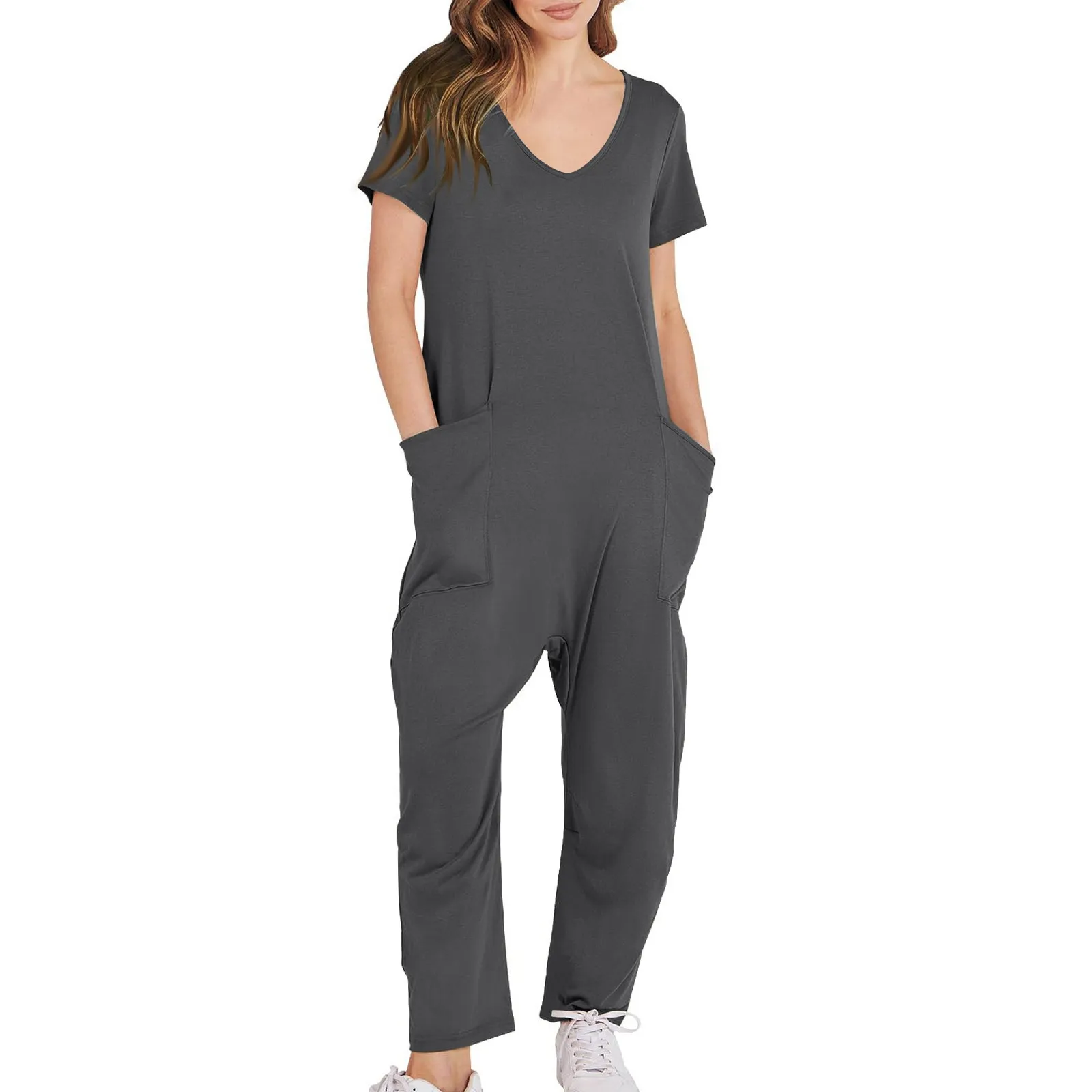 Dames Zak Onesie Jarretelbroek Broek Casual Dames Korte Mouwen Eendelig Rompertjes Overall Jumpsuits Streetwear