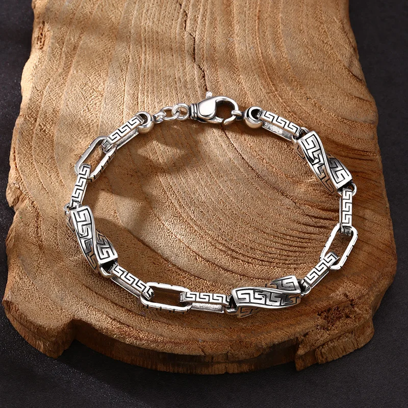 925 sterling silver bracelet Seiko twisted pattern bracelet splendid trendy Thai silver vintage distressed ornament