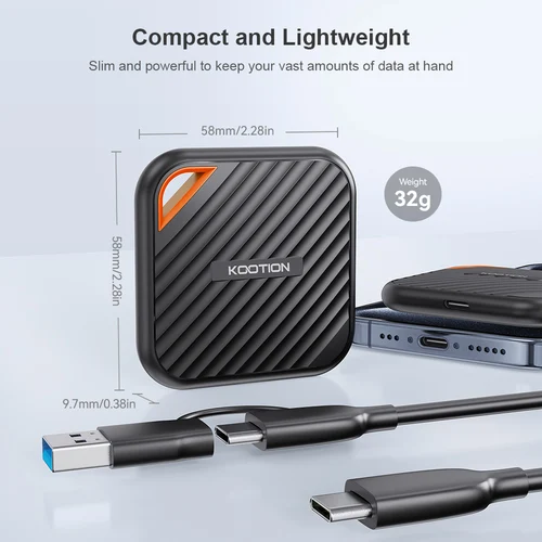 Imagen 2 del producto KOOTION X6Max SSD externo portátil 2TB 1TB 512GB disco duro HD Externo USB 3,2 GEN 2SSD Mini PSSD para ordenadores portátiles teléfono de escritorio