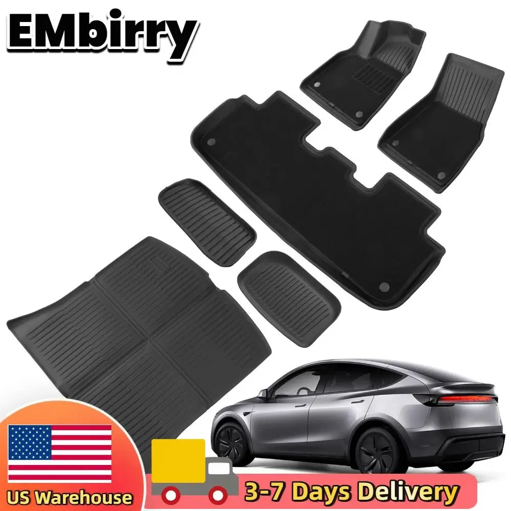 

Car Mats with Rear Cargo Liners All Weather TPE Full Set for Tesla Model Y Juniper 2025-2026 Floor Liners for Tesla Accseeories