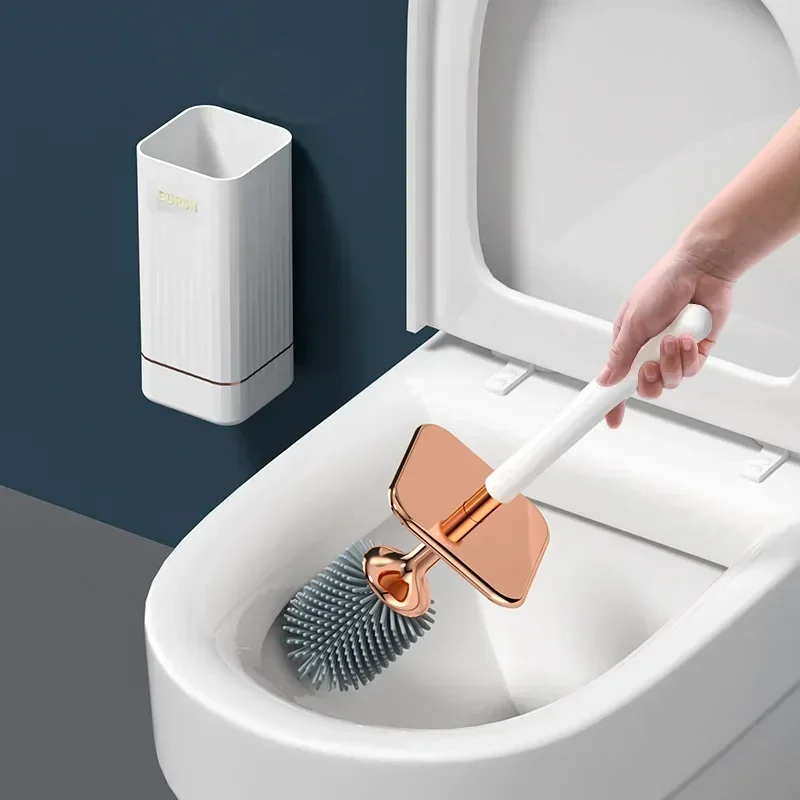 TPR Silicone Toilet Brush Home No Dead Corner Cleaning Brush WC Cleaning Tool Wall-mount Toilet Brush Bathroom Accessories