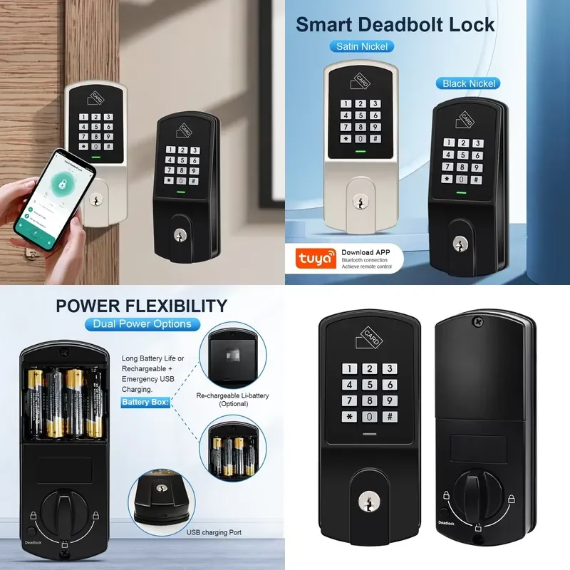 Smart Home Application Deadbolt Tuyasmart Ble Digital Physical Key Button Door Entry Locking System Password & RFID