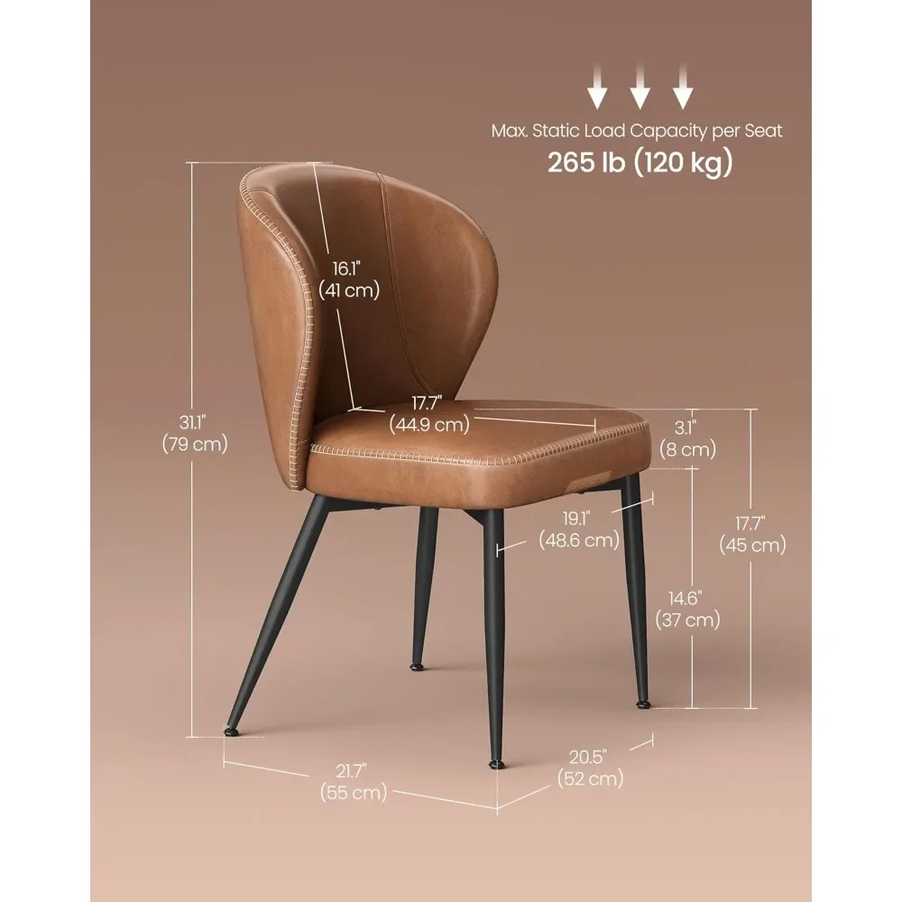 

Dining Chairs Set of 2, Upholstered Kitchen Chairs, Comfortable Seat, Synthetic Leather with Stitching, Mid-Century Modern