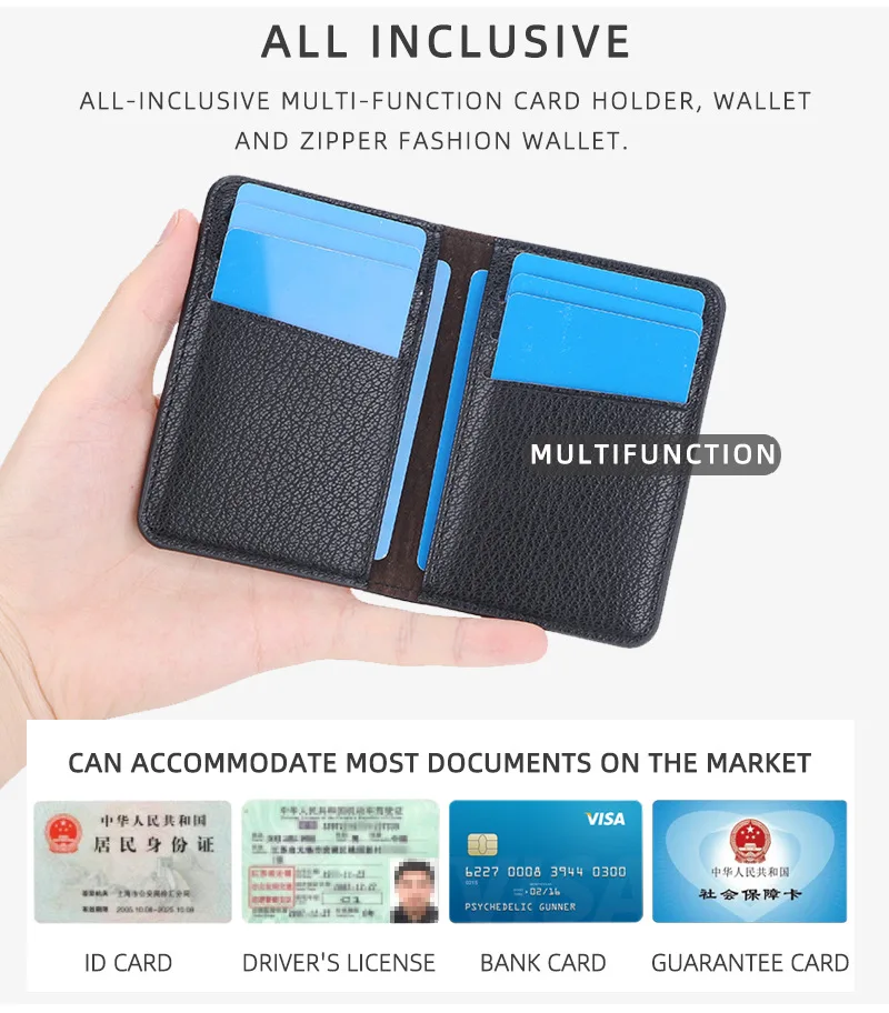 Baellerry Slim Compact Luxury Brand Wallet Men Soft Leather Credit Card Holders Wallet for Men Small ID Card Case Cardholder