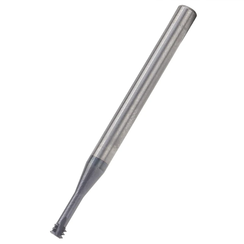 Y17A Thread Milling Cutter 3 Tooth Metric 60° Tungsten Steel CNC M4x0.7Xd4x50 Cutting Tools, Helical Flute Thread Mills