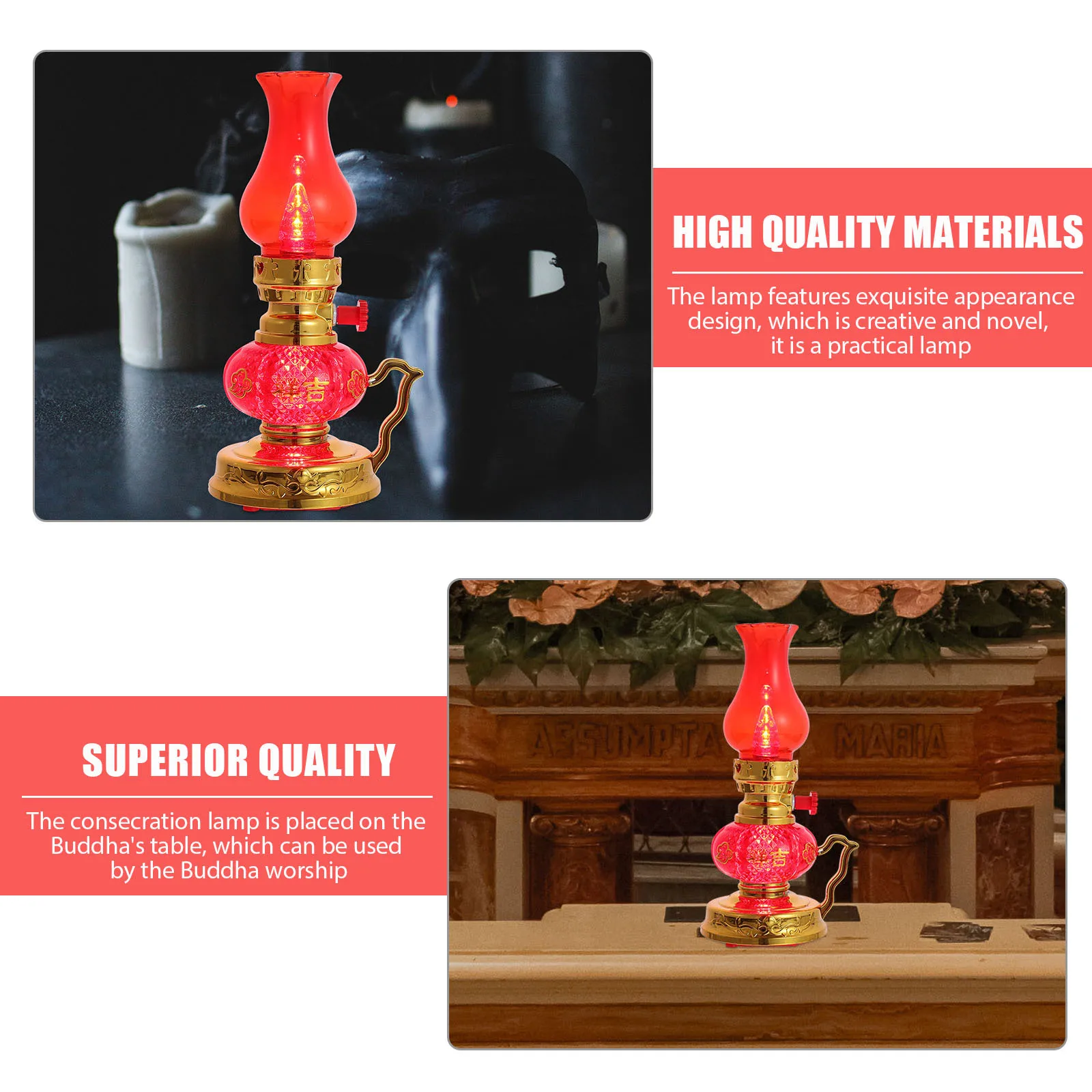 1pc Charging Electric Lamp Exquisite Religious Light For Home Temple Decor Desktop Use Buddha Table