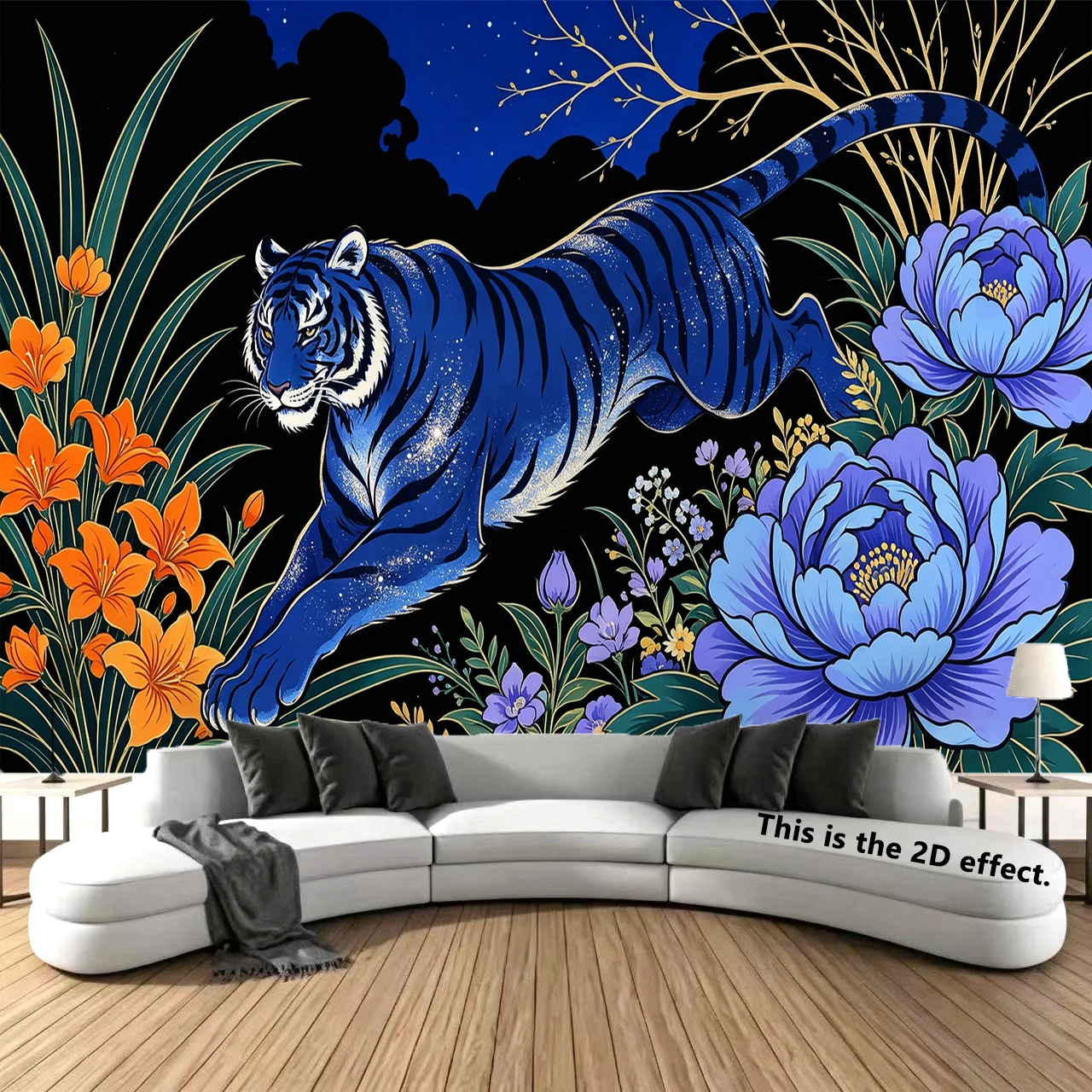 Floral Tiger Tapestry Background Cloth Hanging Cloth Bedroom Bedside Decorative Wall Cloth Dormitory Tapestry