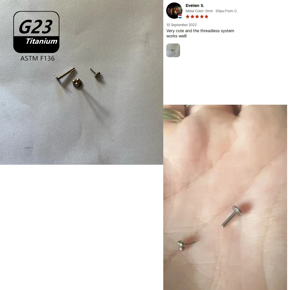 G23 Titanium Piercings Body Jewelry  Labret Earrings Piercing Monroe Ring Tragus Conch Thread Pin Labret Nose Ear Cartilage Stud
