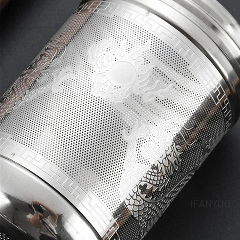 Exquisite Dragon Pattern Tea Infsuer Spice Seasoning Ball Strainer with Chain 304 Stainless Steel Teapot Teaware Coffee Filter