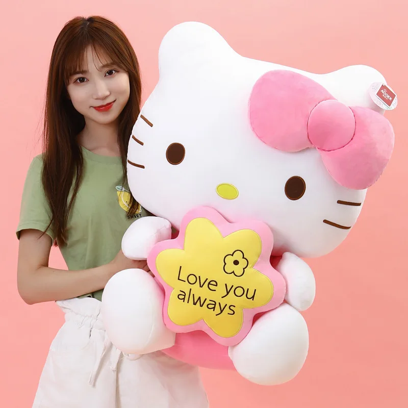 Genuine Sanrio Cartoon Doll Hello Kitty Plush Toy Love You Always Kawaii Girls Sofa Pillow Children's Novel Toys Christmas Gift