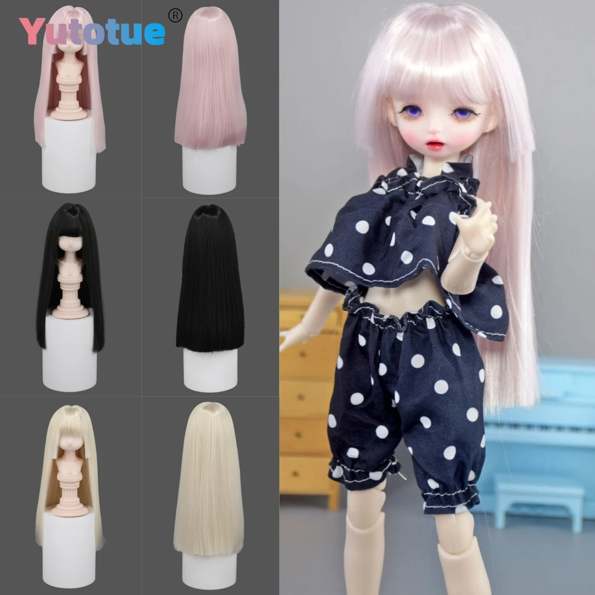 

Yutotue Dolls Straight Hair Wigs for 1/3 1/4 1/6 BJD Doll Fashion Doll DIY Toy Parts