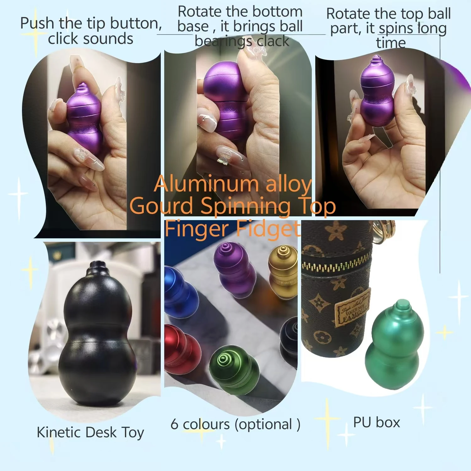 อลูมิเนียมอัลลอยด์ Gourd Spinner Top, Spinning Top, Premium ประณีต Perfect Balance Well Made โลหะโต๊ะ EDC Little Fidget ของเล่น