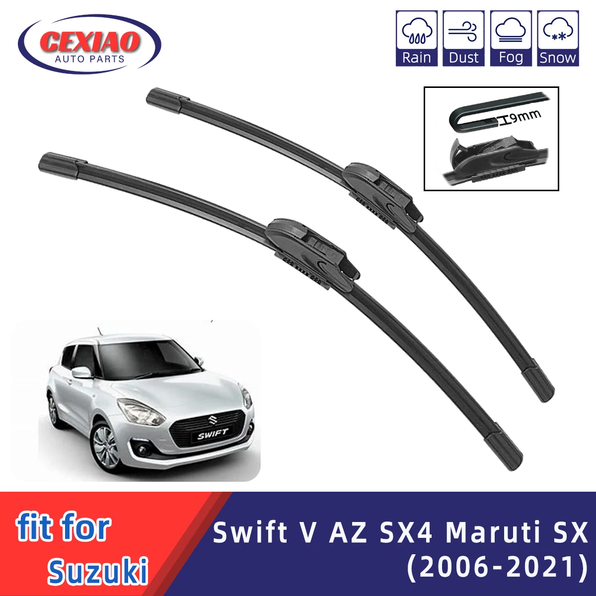 

For Suzuki Swift V AZ SX4 Maruti SX Front Windshield Wiper General Motors Multifunctional Double Rubber Strip Wiper Wholesale