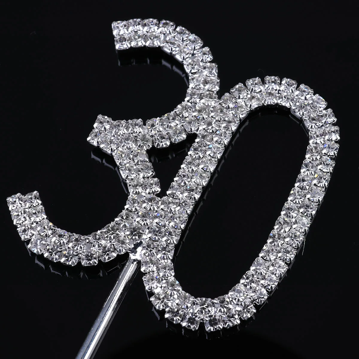 

Rhinestone Cake Topper Insert for Wedding Anniversary Party Decor 30th Birthday Cupcake Toppers Eco Friendly Alloy Glossy Charm