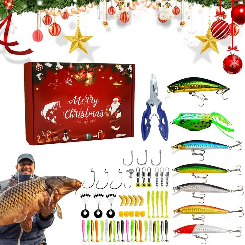 24 Days Christmas Countdown Advent Calendar Surprise Fishing Lures Gift Box Practical & Festival Fishing Tackle Suprise Gift