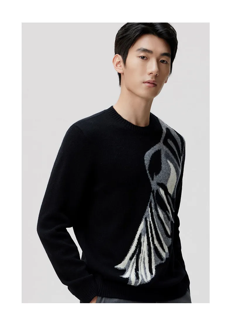 Autumn and winter new men's round neck jacquard cashmere sweater dragnet jacquard eagle pattern pullover sweater