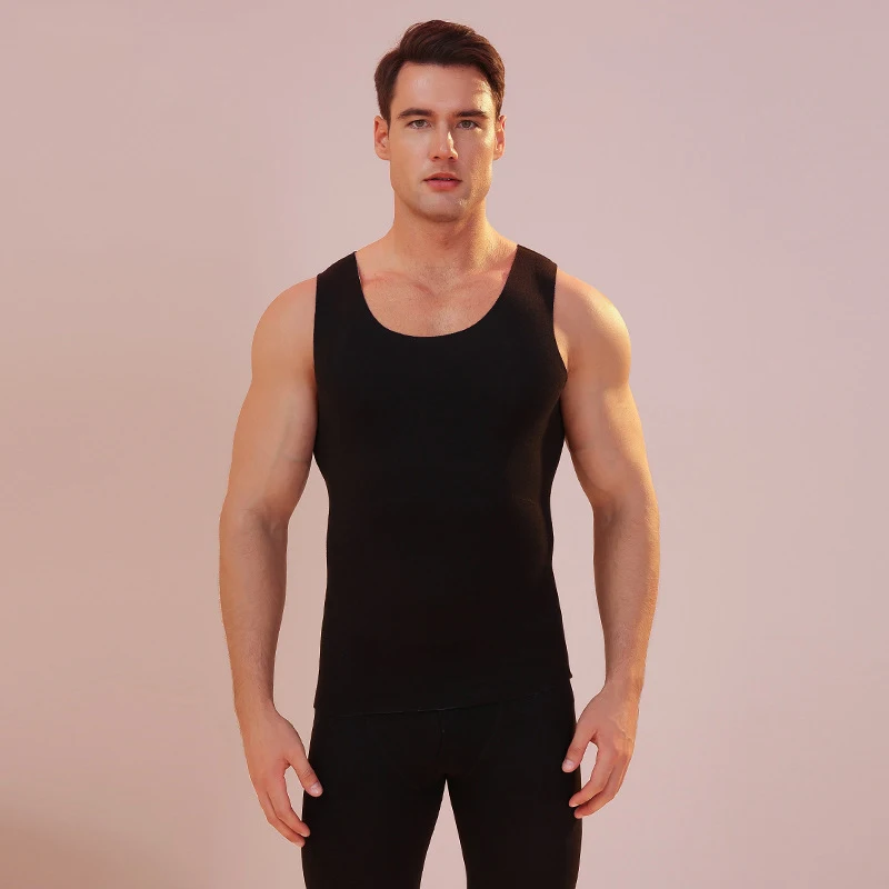 

Autumn Winter Men's Patch Camel Velvet Patch Thermal Vest Casual Men Seamless Thermals Tank Top Heating Tops Warm Invisible Vest