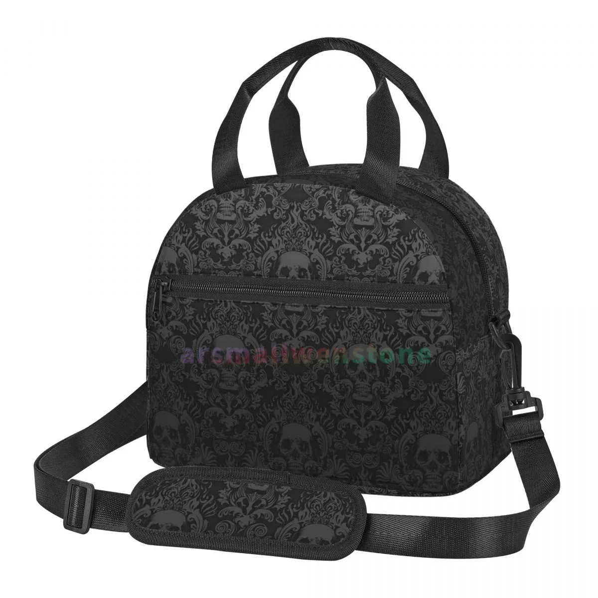 

Goth Gothic Black Skull Lunch Bag for Women Portable Thermal Insulated Lunch Box Picnic Multifunction Food Tote