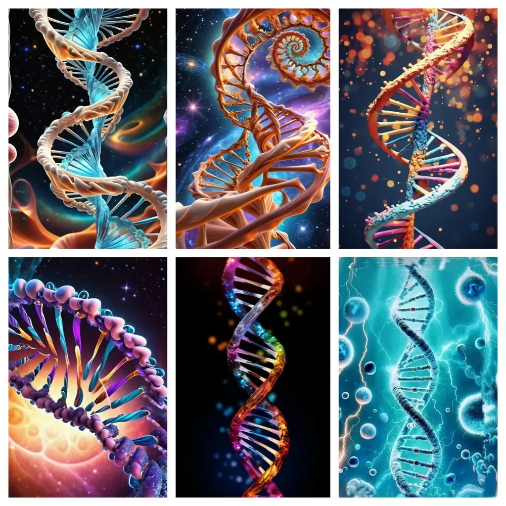 

Molecular Biology Poster Full Drill Diamond Painting Kerst Handmade DNA Structure Flower Watercolor Art Science Academic Decor