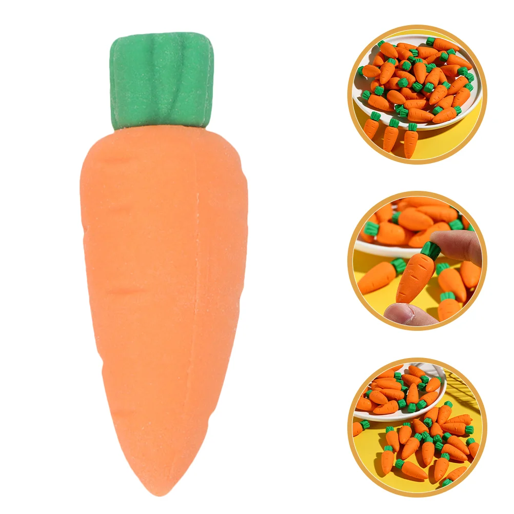 50 Pcs Children’s Toys Eraser Carrot Shape Erasers Cartoon Pencil Orange Vegetables Easter Basket Fillers