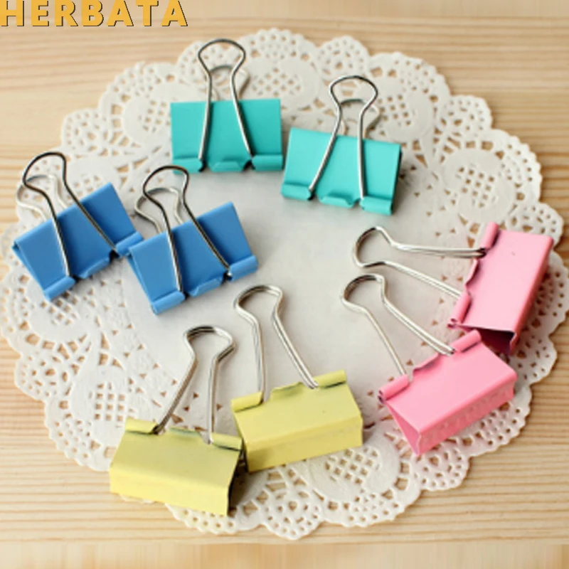 60 PCS/lot 15mm Colorful Metal Binder Clips Paper Clip Office Stationery Binding Supplies Notes Letter File Bookmark Student