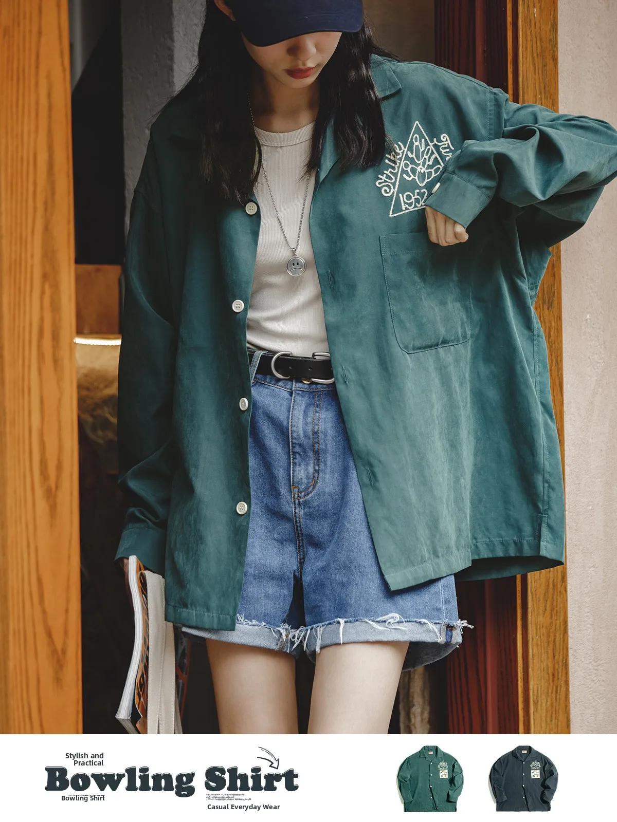 

Maden American Retro Loose Fit Long Sve irt Women's Casual een irt Embroidered Floing Sun Protection Versatile Out...