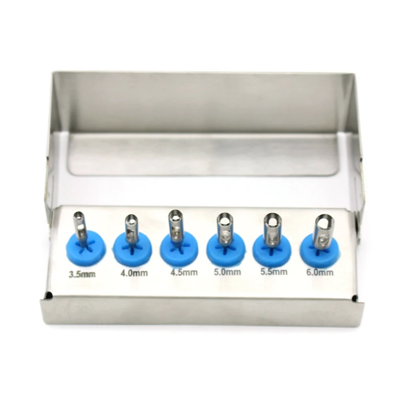 6pcs Dental Implant Tissue Punch Stainless Steel Gingival Ring Cutter Low Speed Handpiece Dentistry Surgical Instrument Tools