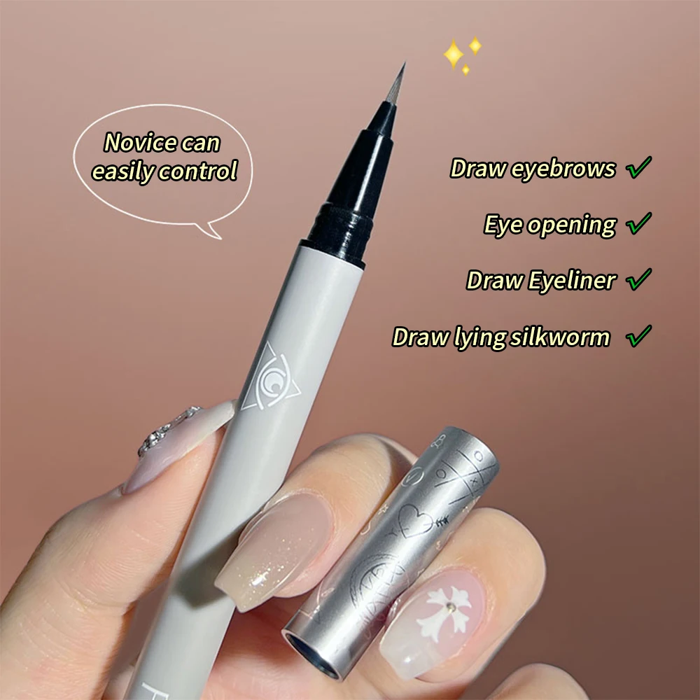 Liquid Eyebrow Pencil 4 Colors Very Fine Lying Silkworm Eyeliner Lasting Nature Water Proof Brown Gray Water-based Eyebrow Pen