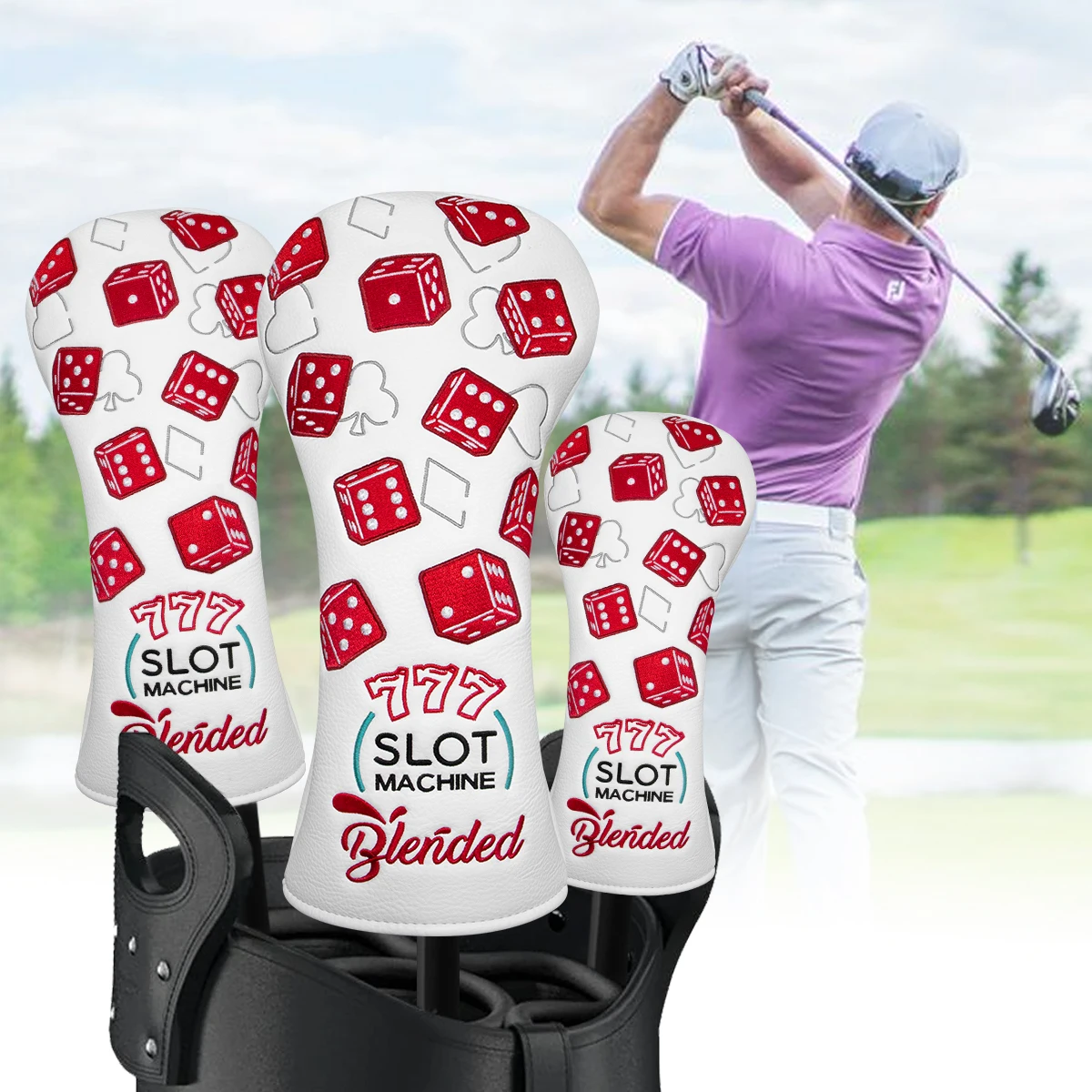 Golf Club Head covers Premium Leather Head Covers Set 777 Lucky Dice Headcovers for Driver Fairway Hybrid Wood Head covers Iron