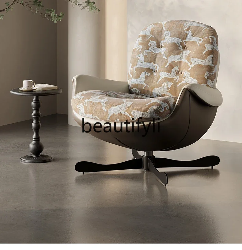 Cotton and linen Italian minimalist living room leisure chair modern simple rotating chair new product