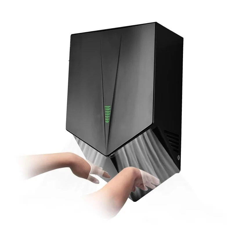 مجفف يدوي كهربائي أوتوماتيكي مثبت على الحائط ABS أسود على شكل حرف V للفنادق والأسرة #1