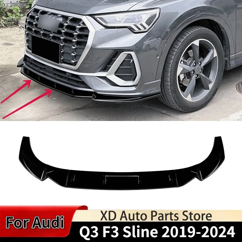 

Car Front Bumper Lip Body Kit Spoiler For Audi Q3 F3 Sline 2019-2024 Splitter Bumper Canard Lip Splitter Auto Accessories Tuning