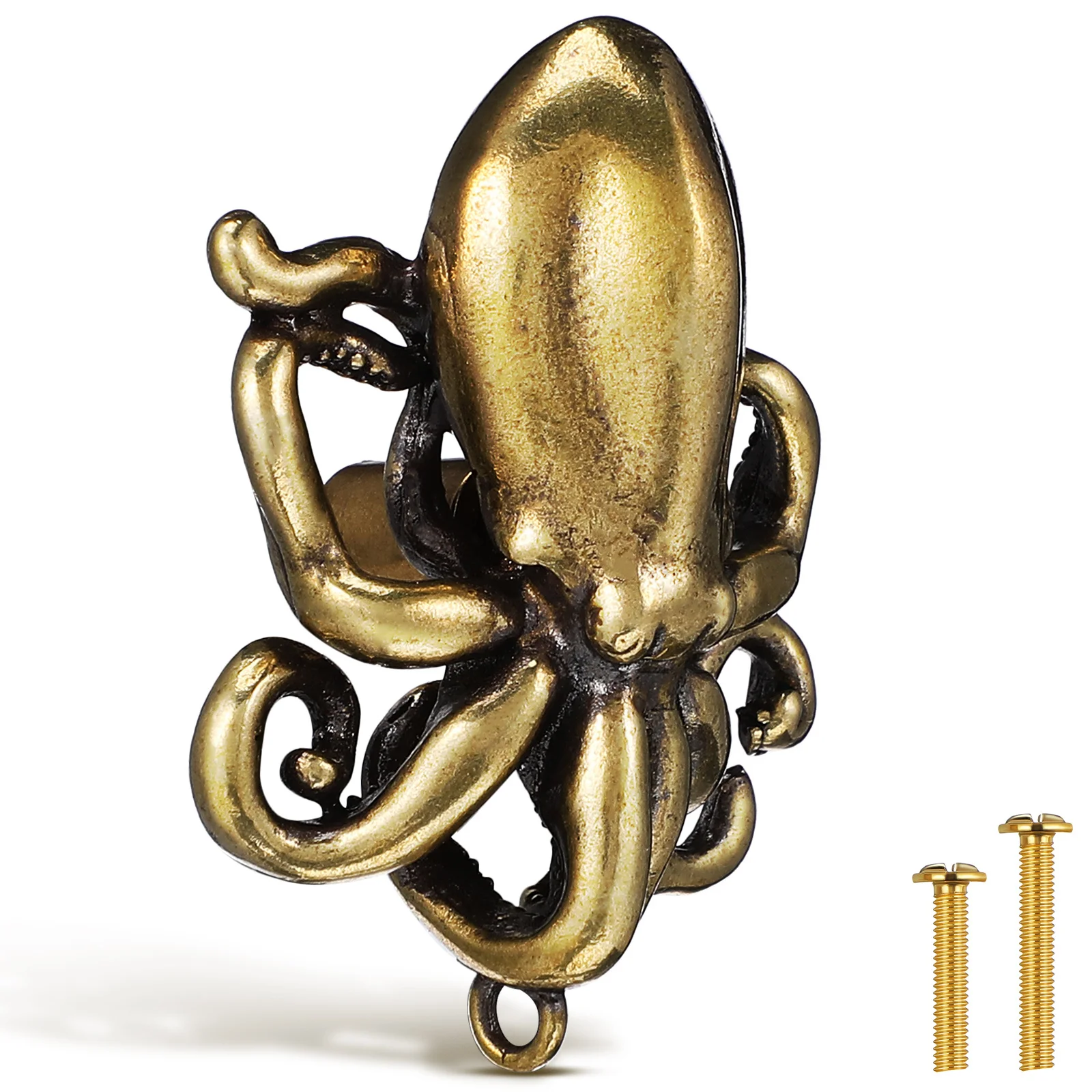 

Vintage Octopus Door Handle Unique Design for Cabinet Drawer Furniture Brushed Brass Marine Theme Decor Ocean Inspired