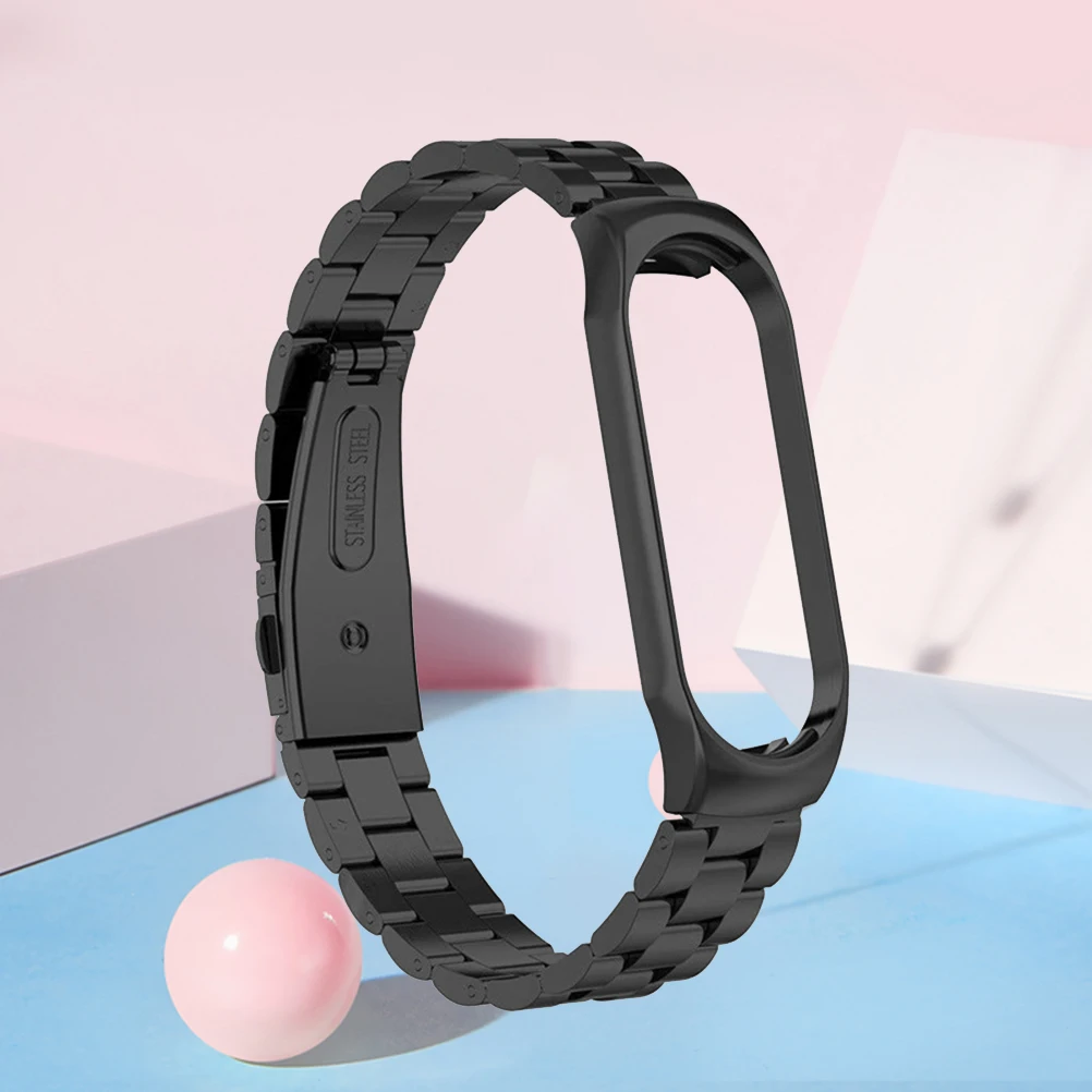 

Stainless Steel Strap Delicate Three Beads Comfortable Metal Comfortable Watch Strap B Replacement Watch Accessories