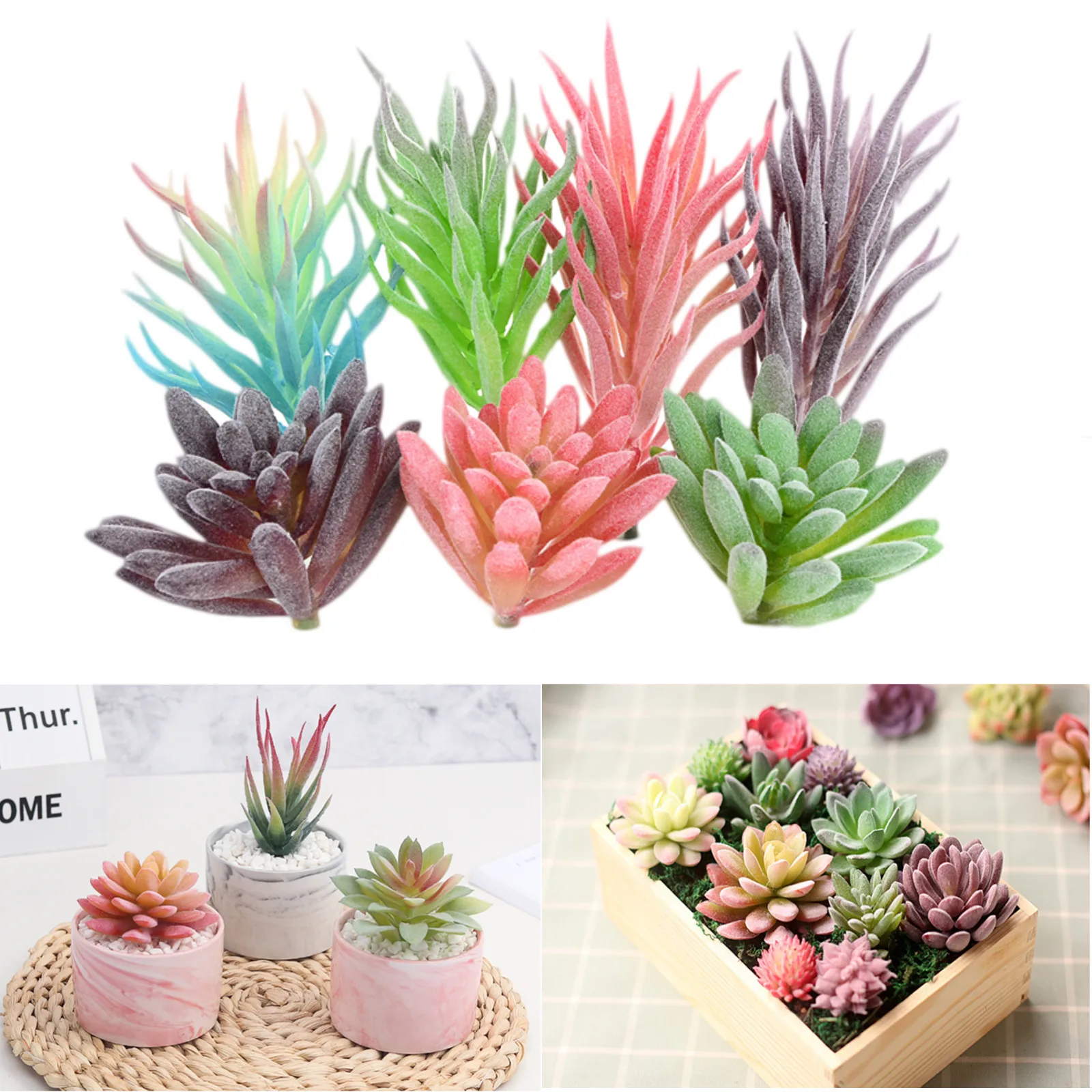 

7pcs Artificial Succulent Plants RealisticBluegrass Decor for Desk Shelf Counter Space Room Bedroom Office Gift
