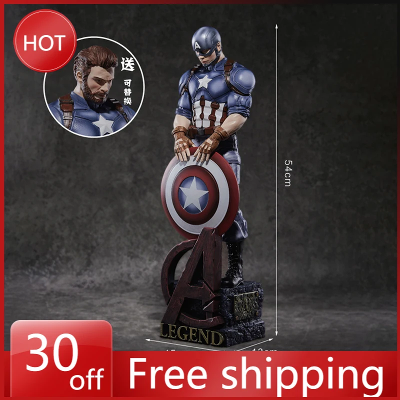 Marvel Comics Collection Figure 54cm Captain America High-end Anime Action Collection Desktop Ornament Decoration Children Toys