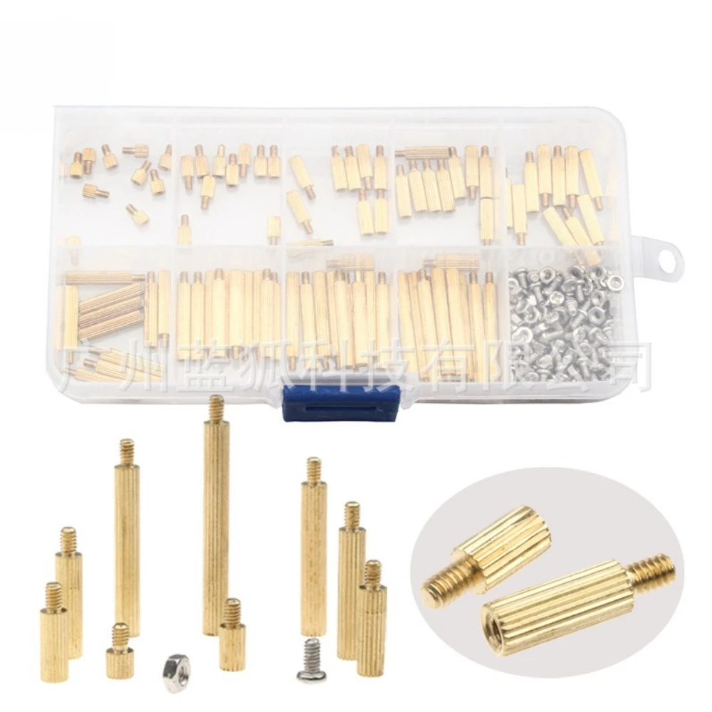 

270pcs Security Single-head Copper Column M2 Knurled Copper Stud Nut Combination 3-25mm Hardware Screws Fasteners Nut