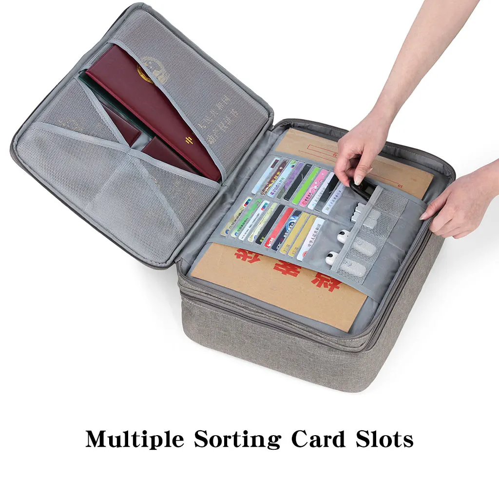 Important Document Organizer Certificates Passport  File A4 Paper Contract Bank Card ID USB Storage Bag for Home School Office