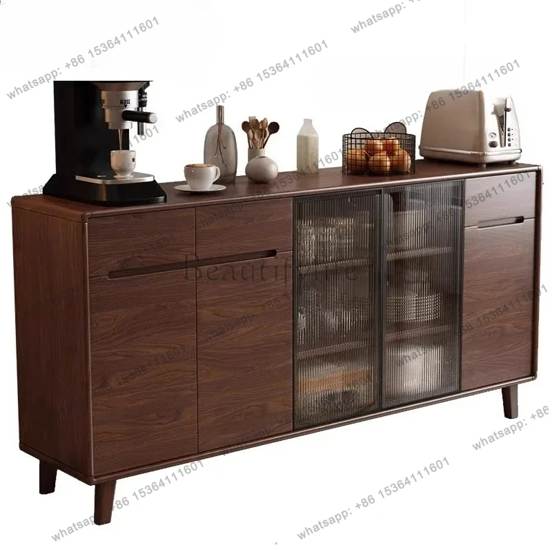 

All solid wood dining side cabinet integrated against the wall modern simple Nordic kitchen living room locker designer