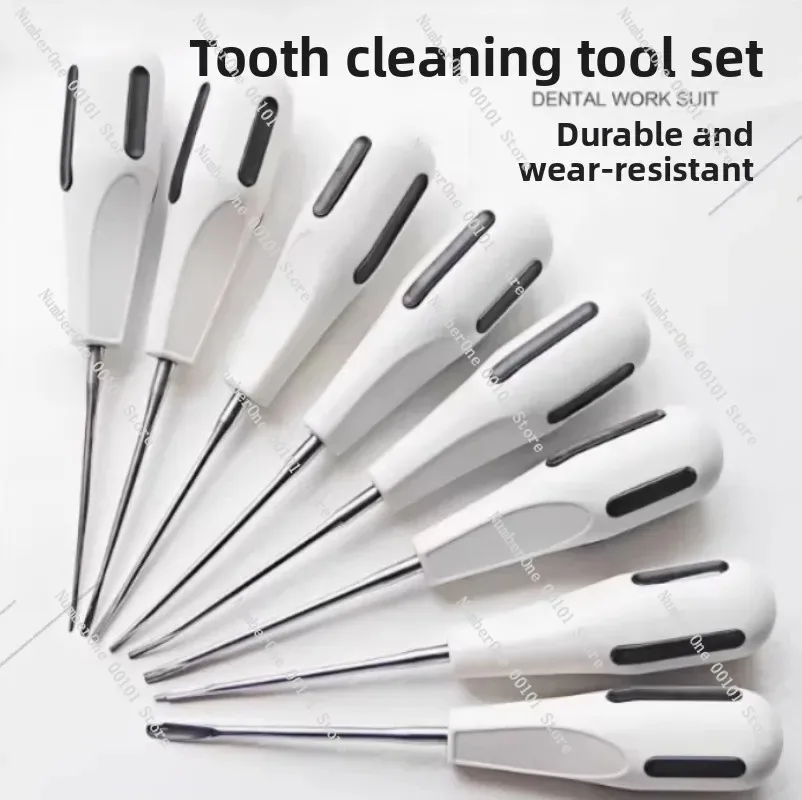 8 Pcs Stainless Steel Dental Elevator Set, Surgical Tooth Root Elevation Tool for Dentist Oral Instrument