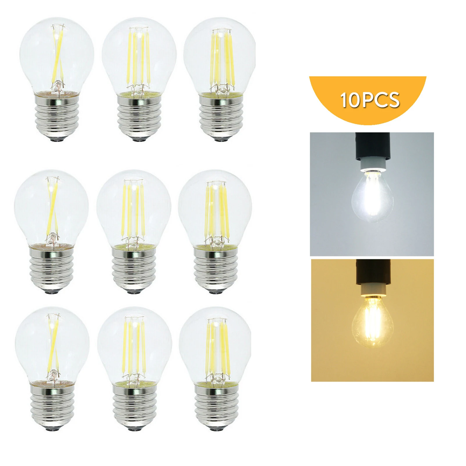 10Pc G45 E27 Led Filament Globe Bulb 220V 240V 2W 4W 6W Light Vintage Lamp 2700K Warm White Edison Glass Shell 360 Degree Beam