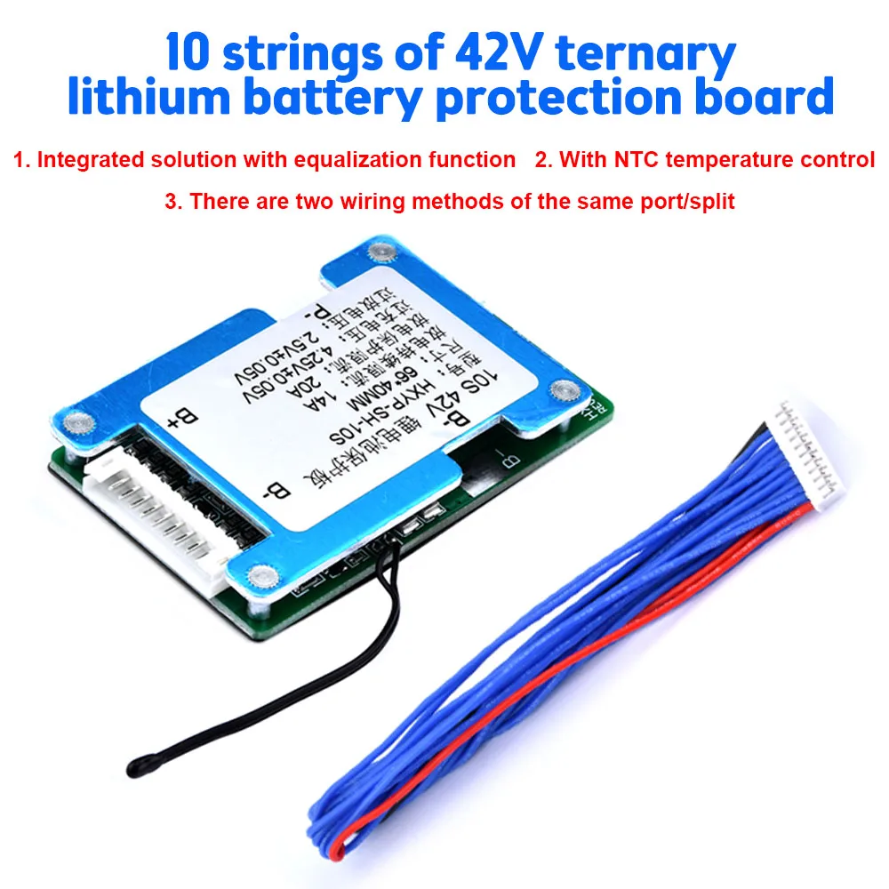 BMS 10S 42V 14A Common/Split Port Li-ion Lipolymer 18650 lithium Battery Protection Board with Equalization/NTC TEMP Control
