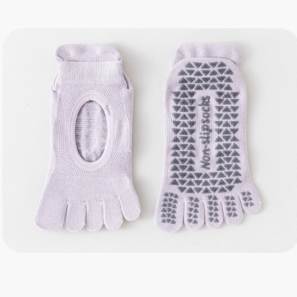 

Новые сетчатые носки для пилатеса и йоги, дышащие однотонные носки с пятью пальцами, мягкие нескользящие носки для фитнеса для танцевальной практики